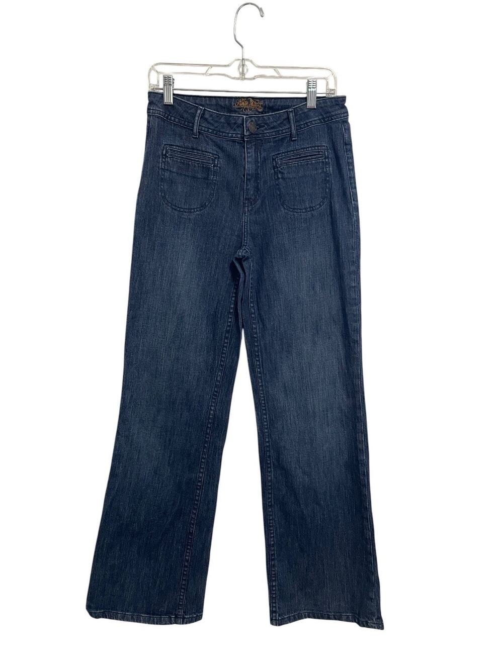 Y2K Kikit Jeans High Rise Wide Leg Dark Wash Front Pockets Womens Size 6 30x32